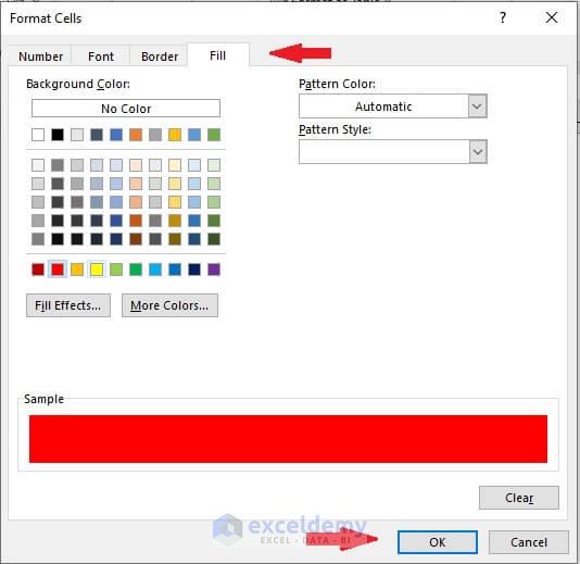 Color selection process in format