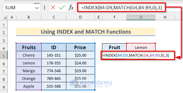 Check If One Cell Equals Another then Return Another Cell with INDEX & MATCH Functions in Excel