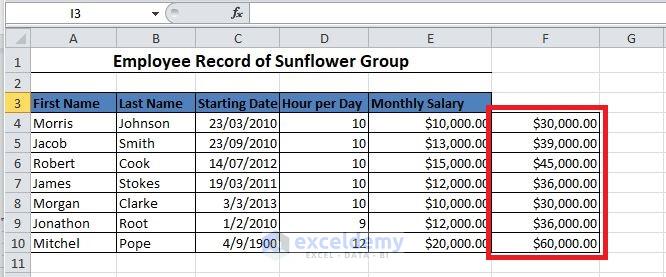 Number Format of a Column is Changed to Multiply the Column in Excel by a Constant