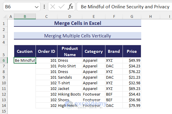 Merge Multiple cells-data