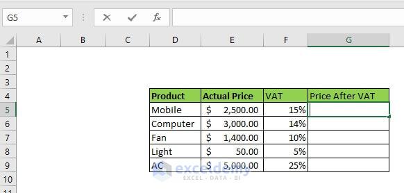 How to increase/decrease a number by percentage in Excel
