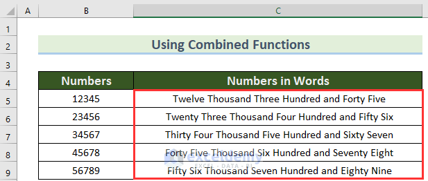 Result for how does excel convert number to words