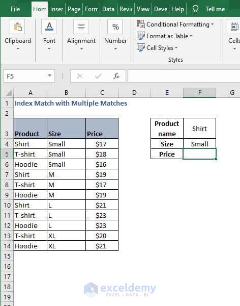 Example - Index Match with Multiple Matches