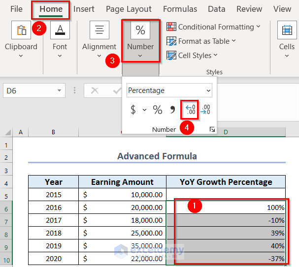 Useful Tips for Calculation of Year over Year Percentage Change in Excel 