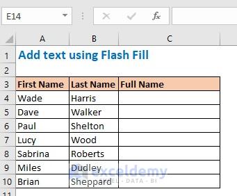Add text using Flash Fill