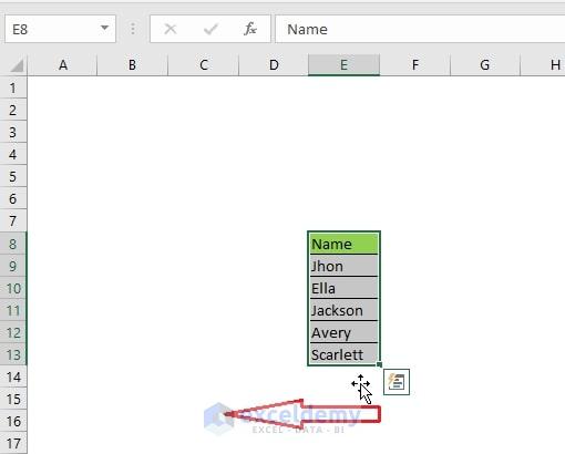 Drag the selected columns and drop them to the left column (D)