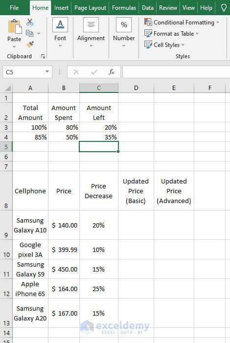 Autofill Sub Percentage - Subtract a Percentage in Excel