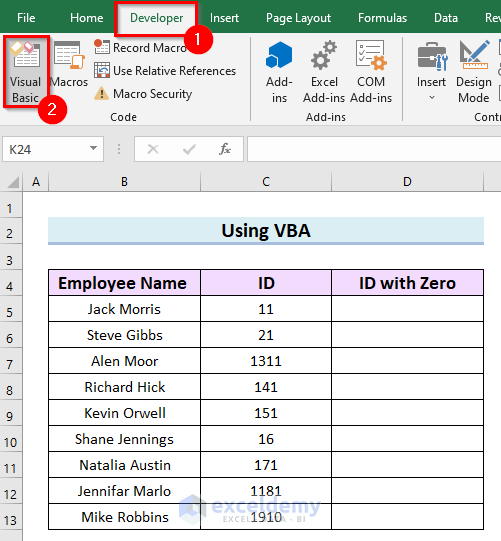 Use VBA to add Leading Zeros in Excel