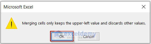 Warning from Microsoft Excel about removing other values