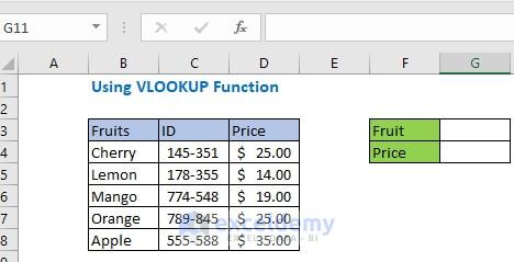Using VLOOKUP Function