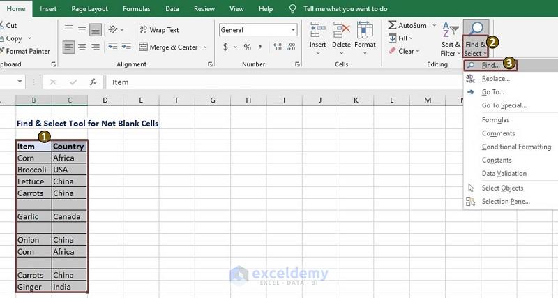 Find & Replace Tool to count cells that are not blank in excel