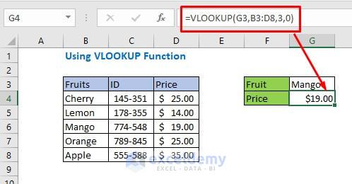 Enter the formula with Vlookup function