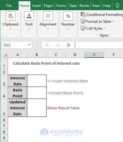 Calculator basic-Convert Percentage to Basis Points in Excel