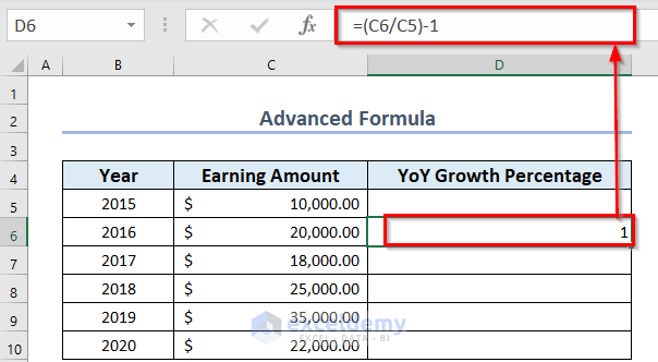 Advanced Way to Calculate Year over Year Percentage Change in Excel
