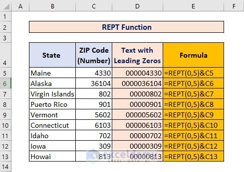 REPT and LEN function for Converting Number to Text with Leading Zeros