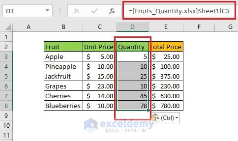 the Total Price will be calculated after that for each fruit