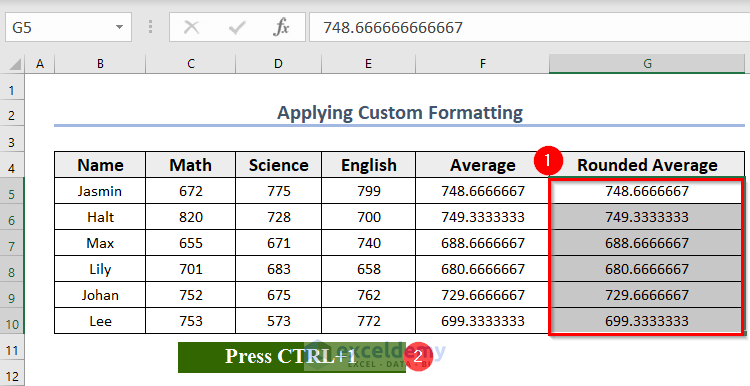Custom Formatting to Round Up to 2 Decimal Places in Excel
