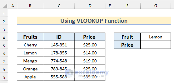 Check If One Cell Equals Another & Then Return Another Cell Using VLOOKUP Function
