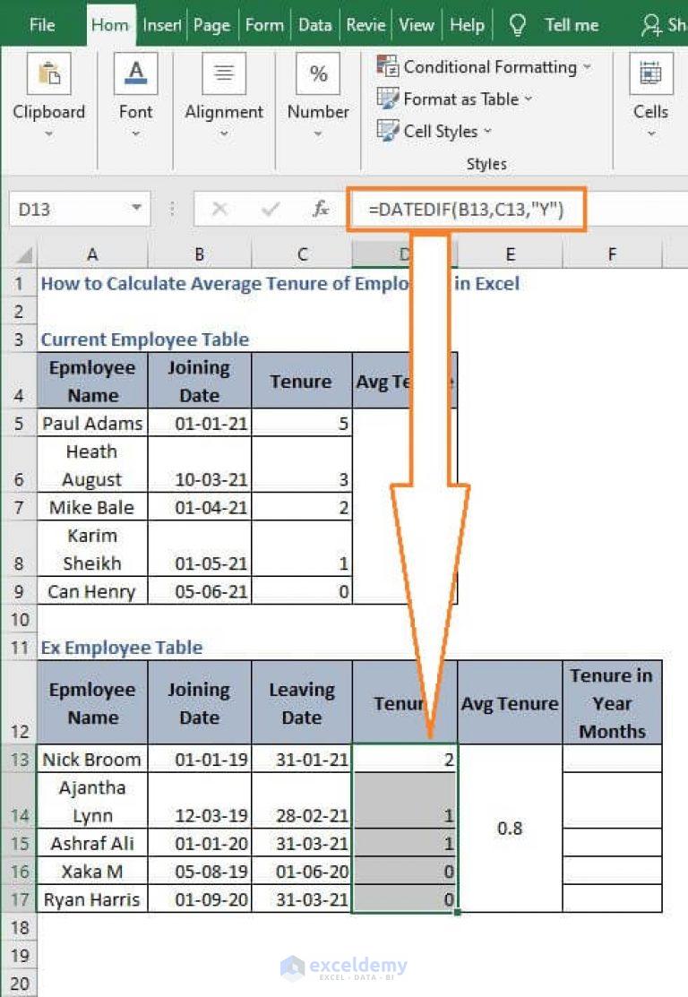 How To Calculate Average Tenure Of Employees In Excel