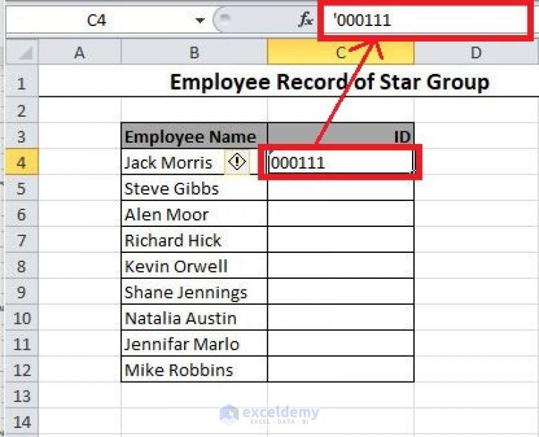 How To Add Leading Zeros In Excel 4 Quick Methods ExcelDemy