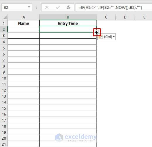 automatically enter date and timestamps by using if and now functions