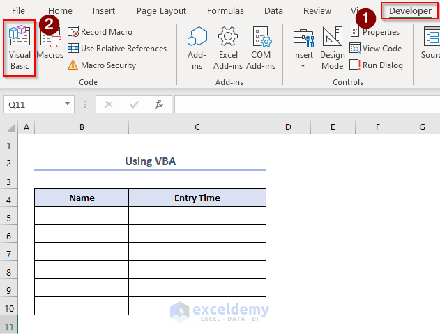 Embedding VBA Commands to Make Excel Function