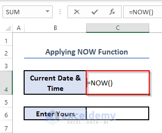 Applying NOW Function