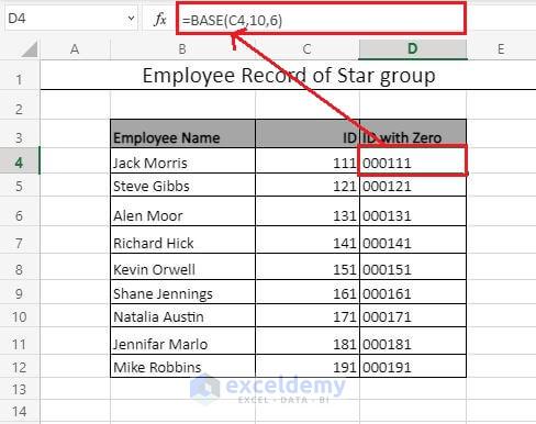 BASE Function in Excel