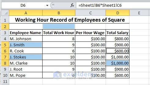 Multiple Cells Selected by Using Name Box in Excel