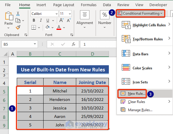 Conditional formatting with new rule