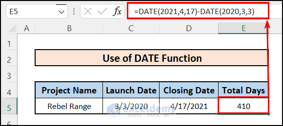 Using DATE Function to Input Dates Directly in the Function Bar
