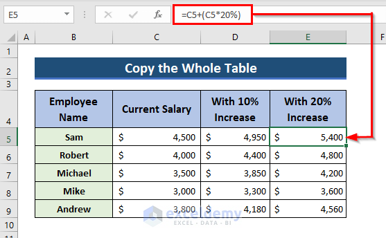 Dataset for Excel Formula to Copy Cell Value from Another Sheet (1)