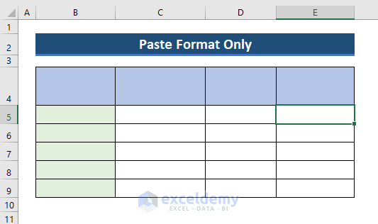 Copy Excel Cell Format from Another Sheet and Paste