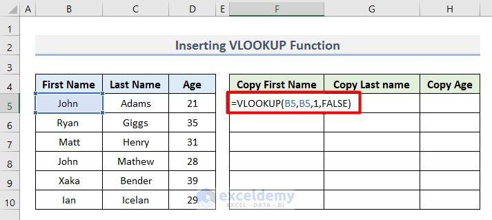 Cell Value Copying with Excel VLOOKUP Function