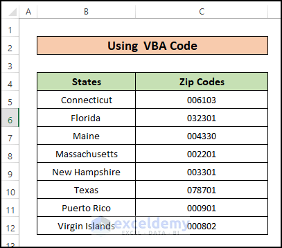 VBA code output to keep leading zeros in Excel
