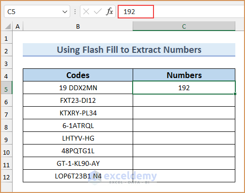Using Flash Fill to Extract Only Numbers Within a Range from Excel Cell