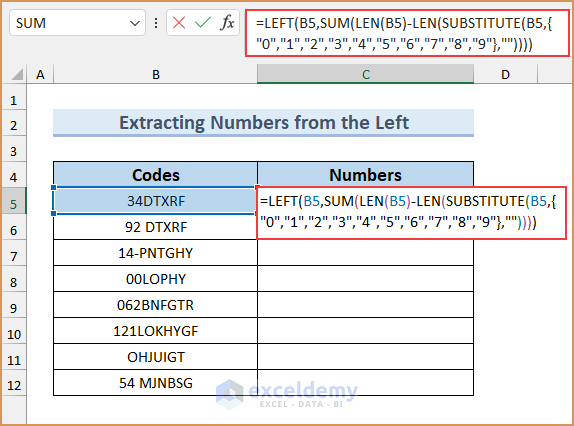 Pulling Out Only Numbers from the Beginning of a Text to Extract Those from Excel Cell