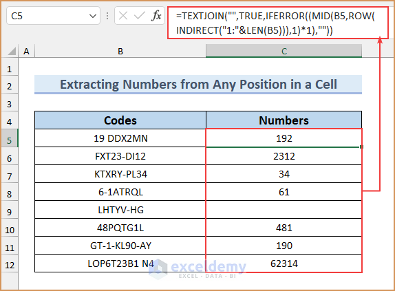 How To Extract Only Numbers From Excel Cell (7 Easy Ways)