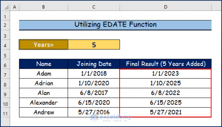 How To Add Years To A Date In Excel 3 Easy Ways ExcelDemy