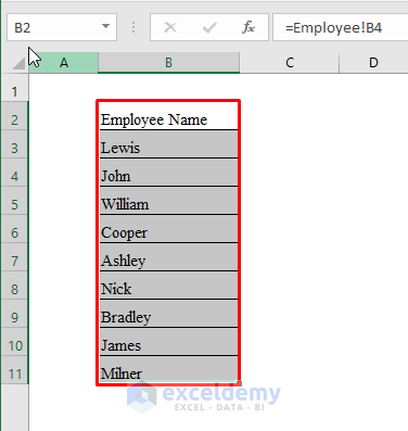 Utilize Exclamation Sign to Automatically Update One Worksheet From Another Sheet
