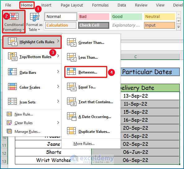 Change Cell Color of Dates Between Two Particular Dates as An Easy Way to Change Cell Color Based on Date Using Excel Formula