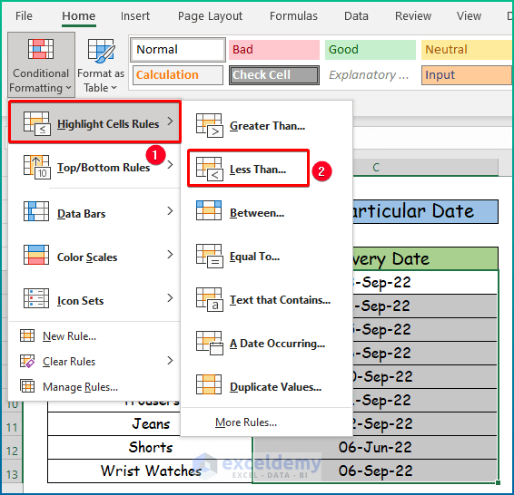 Change Cell Color of Dates Less Than Particular Date as An Easy Way to Change Cell Color Based on Date Using Excel Formula
