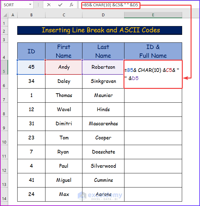 Inserting Line Break and ASCII Codes as An Useful Method You Should Use to Concatenate Multiple Cells in Excel