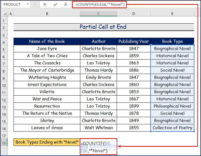 Partial Cell at End to Count Cells with Specific Text in Excel