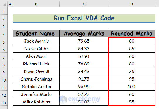 Run VBA Code to Round to Nearest 5
