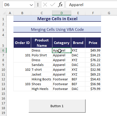 Merge Cells with Excel VBA