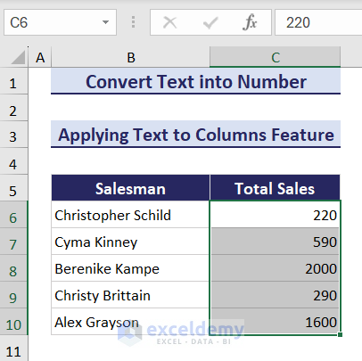 Convert Number Stored as Text to Number in Excel