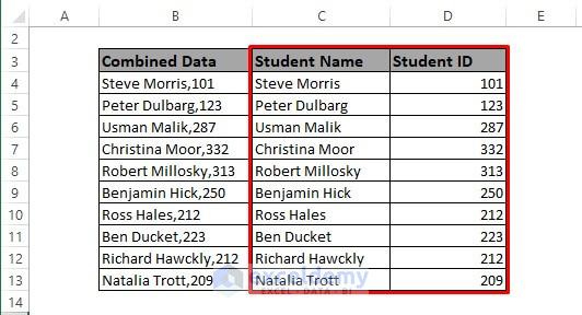 Number and Text separated in Excel