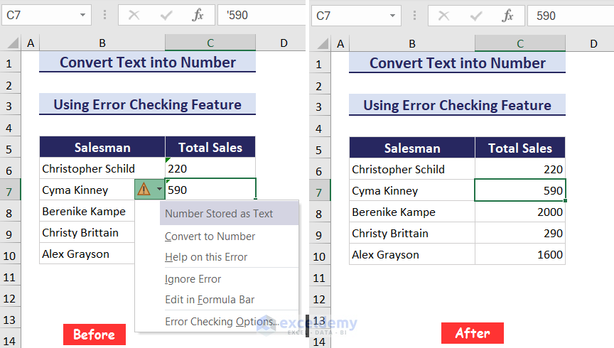 Overview of Converting Number Stored as Text to Number in Excel