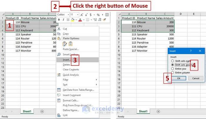 How to Shift Cells Down in Excel (5 Easy Ways) - ExcelDemy